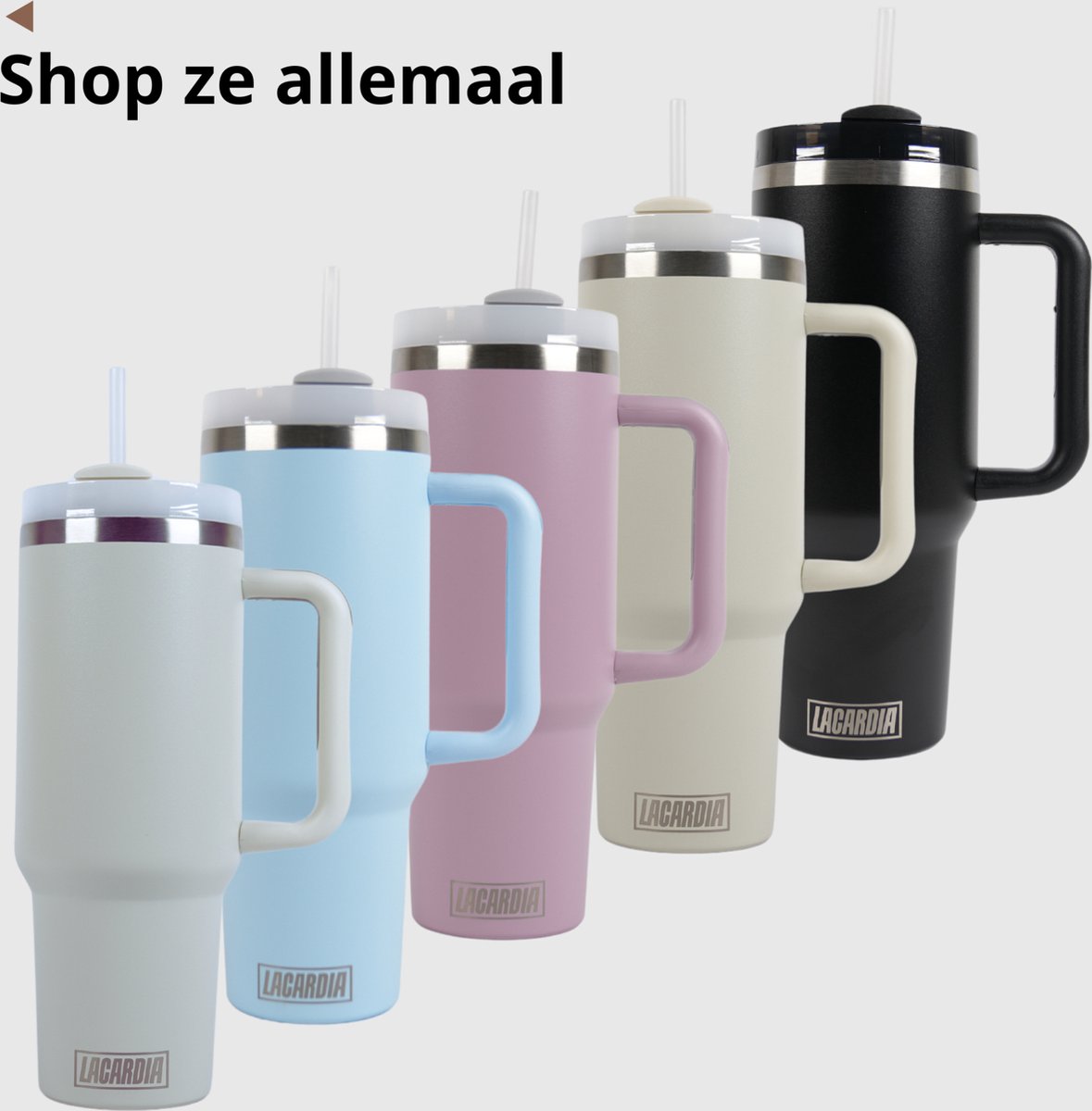 Tumbler met handvat en rietje Lila 1,2 liter - graveren met NAAM