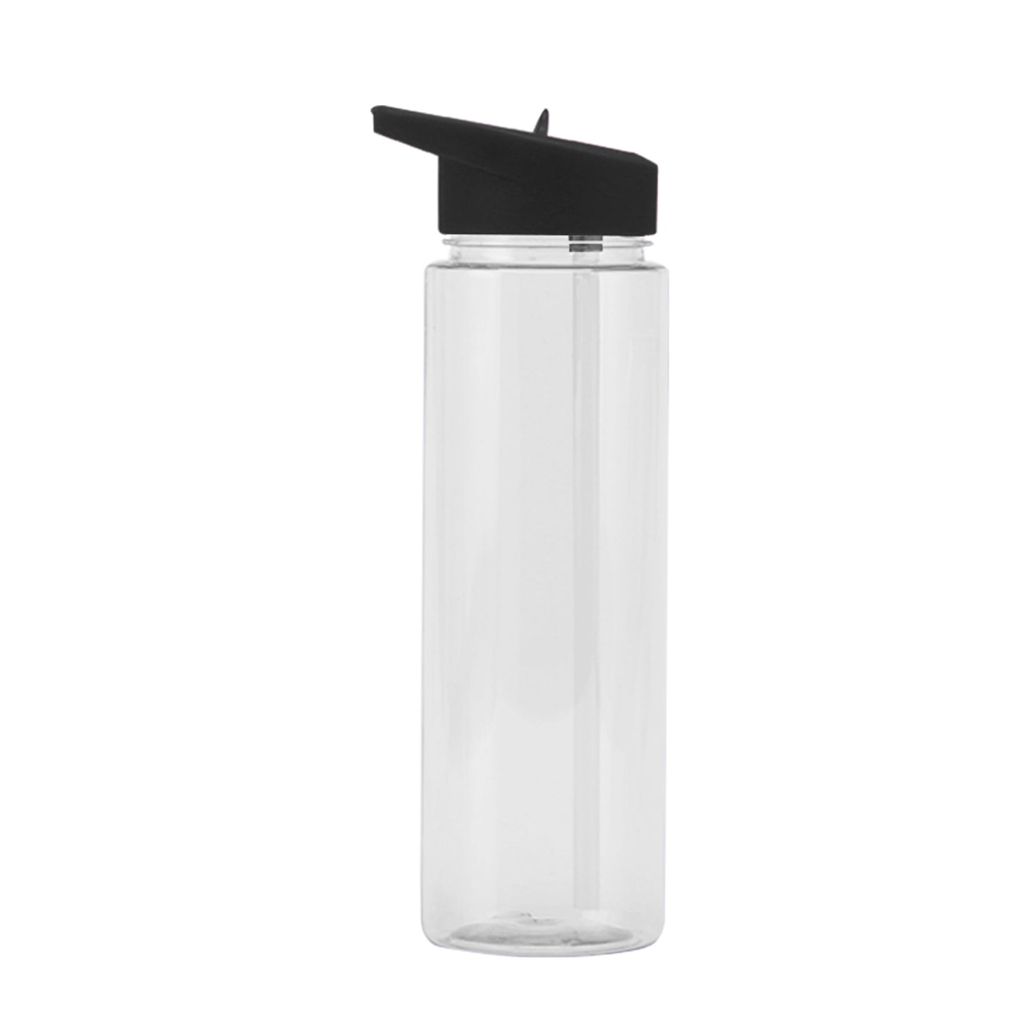 Waterfles Zwart 750ml met rietje