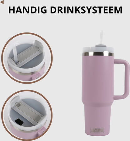 Tumbler met handvat en rietje Lila 1,2 liter