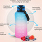 Motivatie Waterfles 2 liter met Tijdsmarkering  Blauw Roze