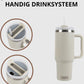 Tumbler met handvat en rietje Creme Beige 1,2 liter - graveren met NAAM