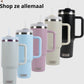 Tumbler met handvat en rietje Creme Beige 1,2 liter