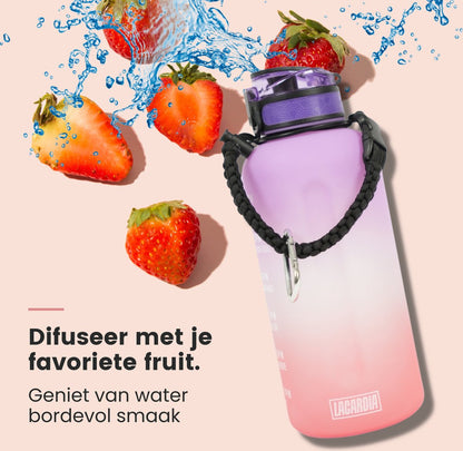 Motivatie Waterfles 2 liter met Tijdsmarkering Paars Oranje