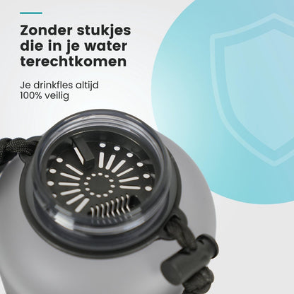 Motivatie Waterfles 2 liter met Tijdsmarkering  Grijs