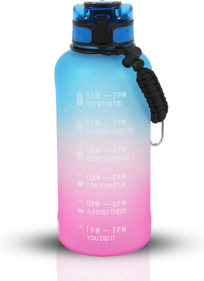 Motivatie Waterfles 2 liter met Tijdsmarkering  Blauw Roze