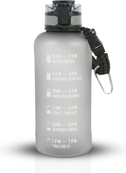 Motivatie Waterfles 2 liter met Tijdsmarkering  Grijs