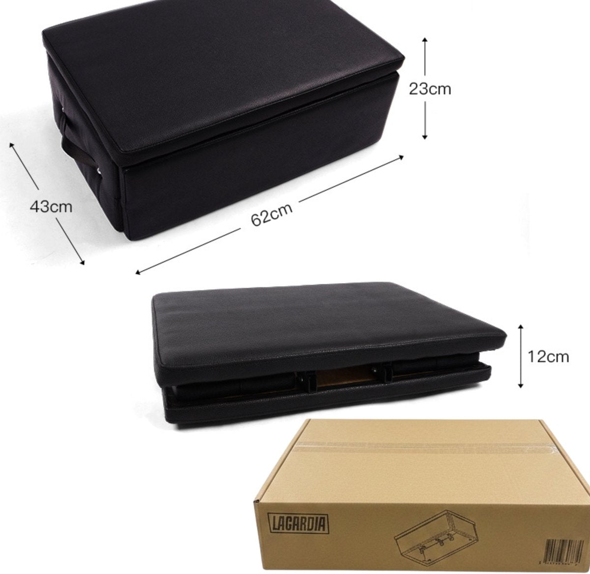 Pilates box -Accessoire voor Pilates Reformer - 62 x 43 x 23 cm-inklapbaar-Zwart