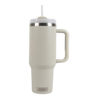 Tumbler met handvat en rietje Creme Beige 1,2 liter