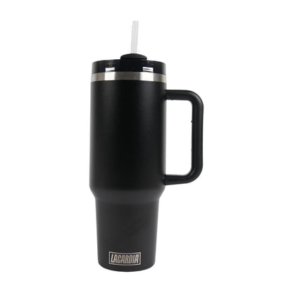 Tumbler met handvat en rietje Zwart 1,2 liter