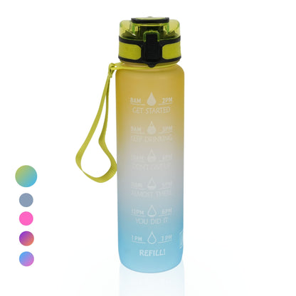 Motivatie Waterfles met tijdsmarkering Geel Blauw