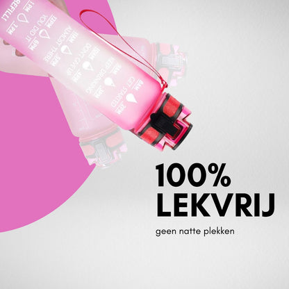 Motivatie Waterfles met tijdsmarkering Roze