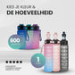 Motivatie Waterfles met Nederlandse Tijdsmarkering met Rietje 600ml Blauw
