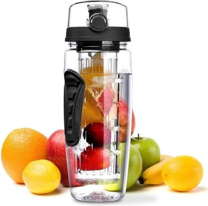 Waterfles Zwart met Fruitfilter 900ml