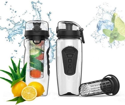 Waterfles Zwart met Fruitfilter 900ml