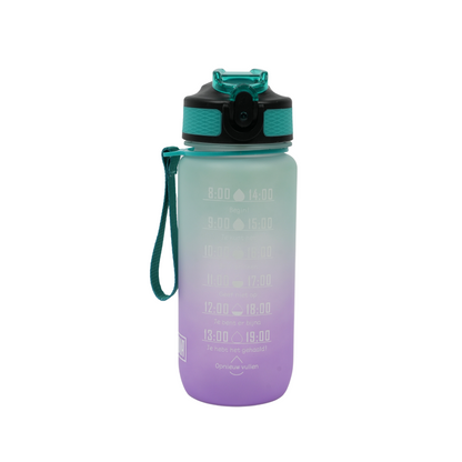 Motivatie Waterfles met Nederlandse Tijdsmarkering met Rietje 600ml Paars Aqua