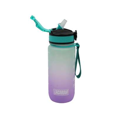 Motivatie Waterfles met Nederlandse Tijdsmarkering met Rietje 600ml Paars Aqua