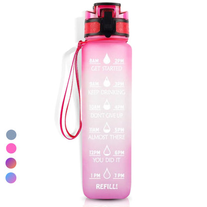 Motivatie Waterfles met tijdsmarkering Roze